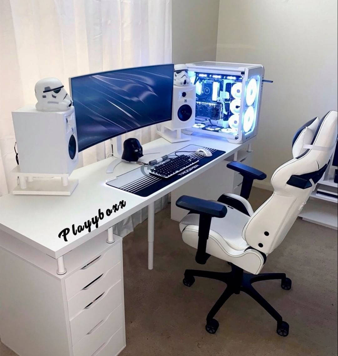 A Modern White Pc, Perfect For Gaming And Streaming Wallpaper