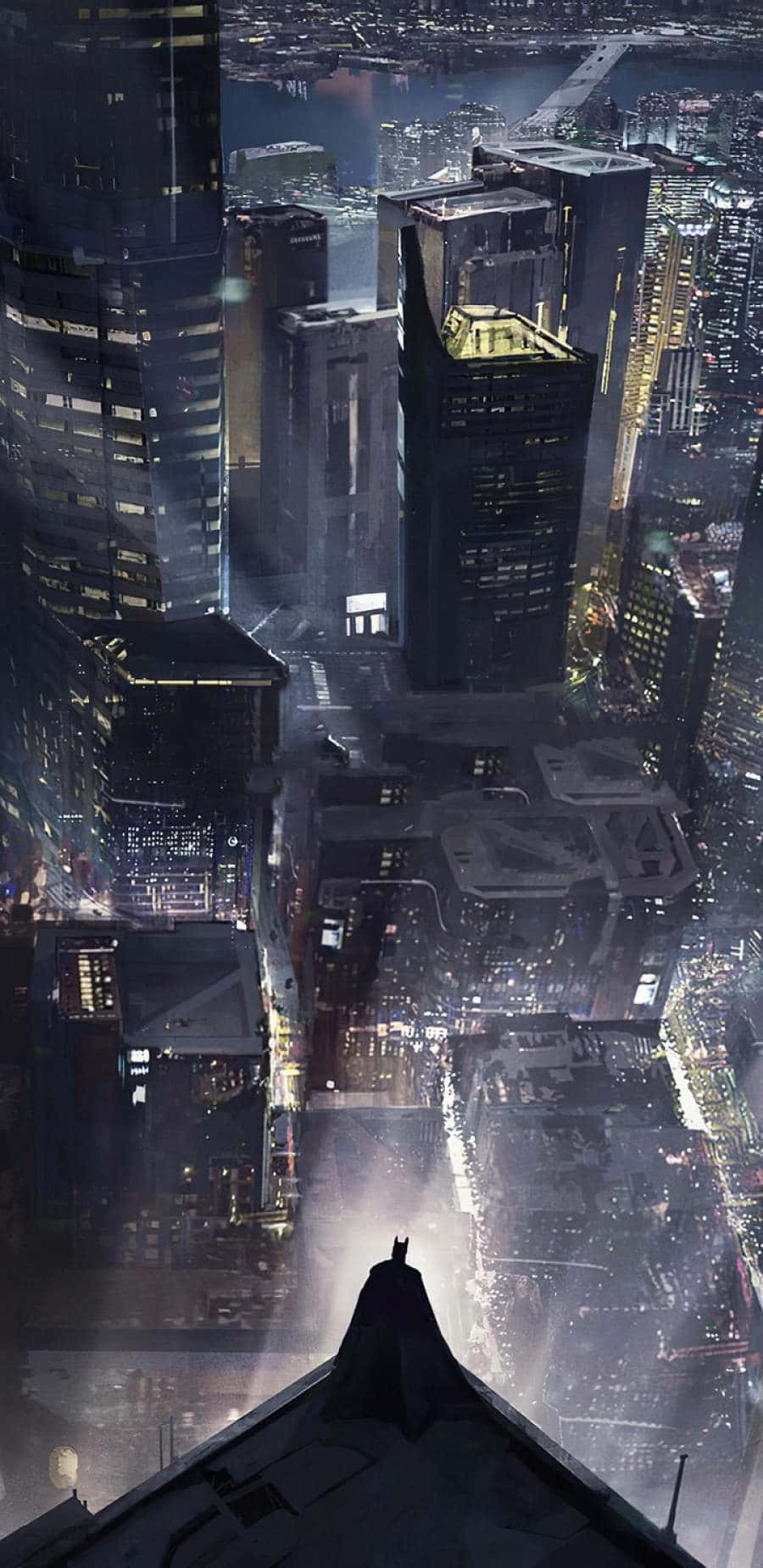 A Painting Of A City At Night Wallpaper