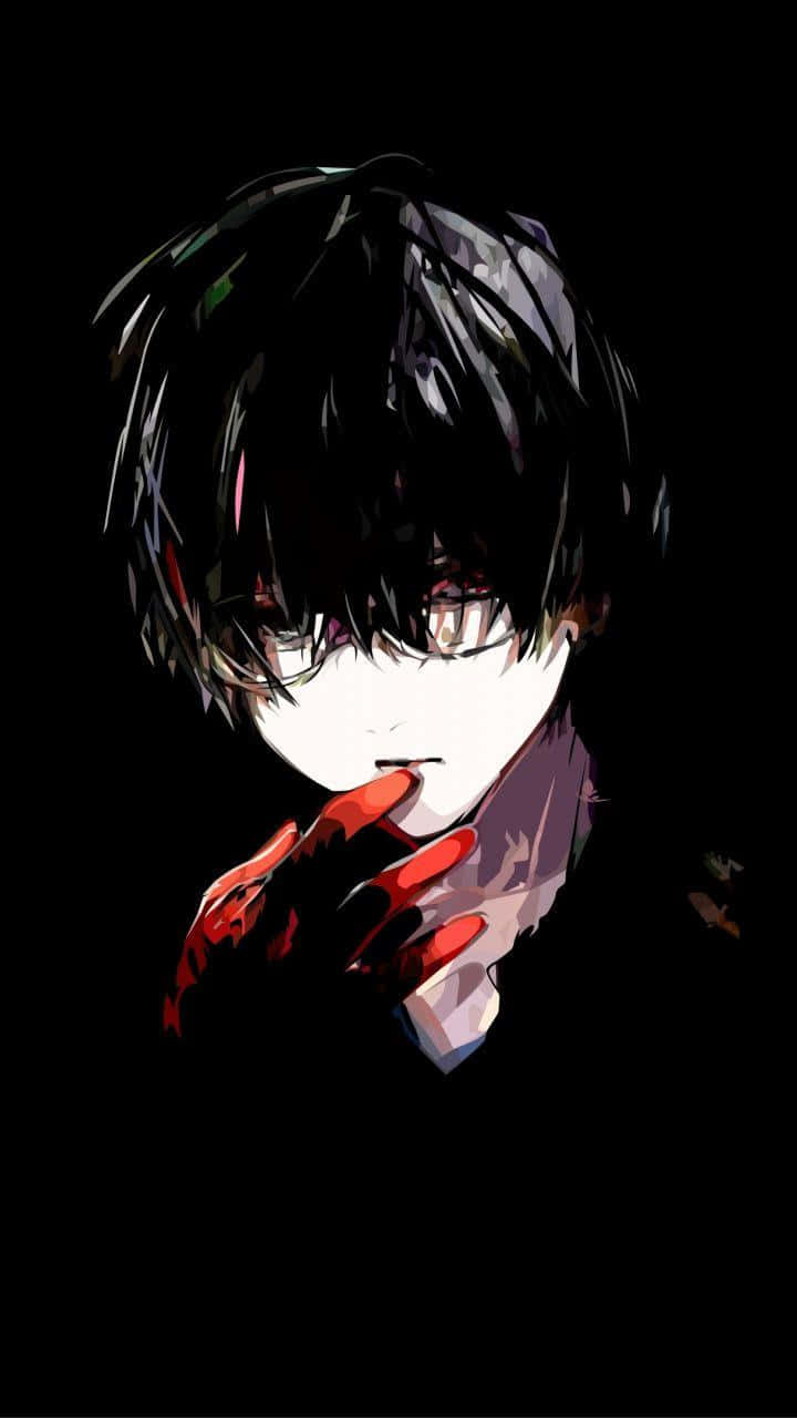 A Pensive Dark Anime Boy And The Shadows Of His Story. Wallpaper