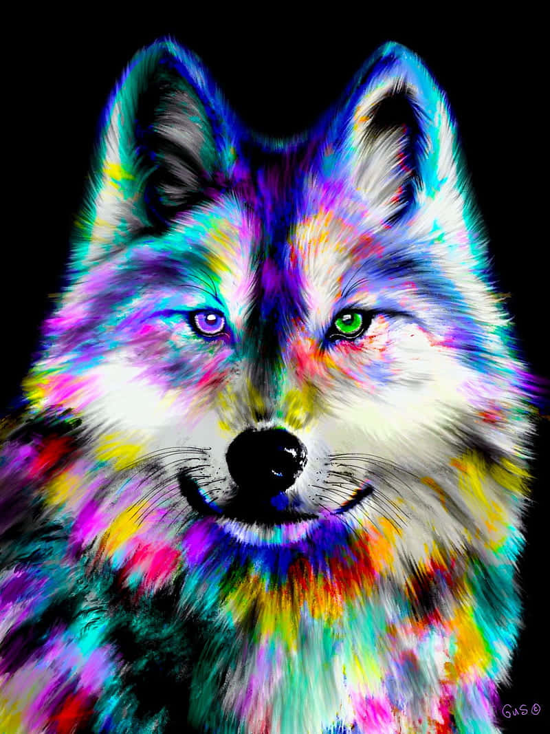 A Prismatic Wolf Does The Dance Of Daydreams Wallpaper