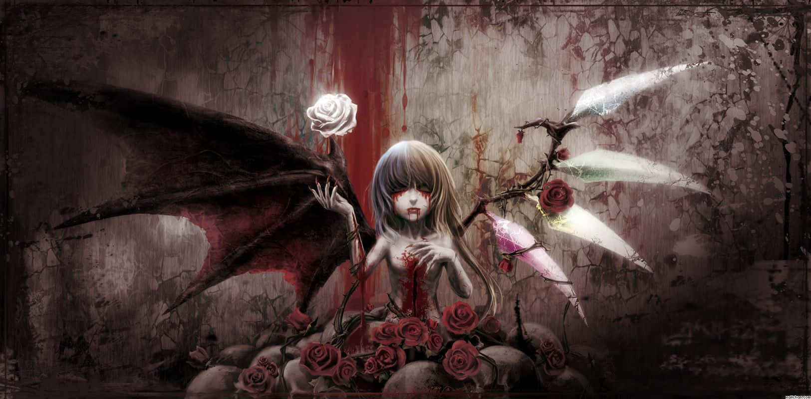 A Psycho Anime Girl With A Disturbed Expression Wallpaper