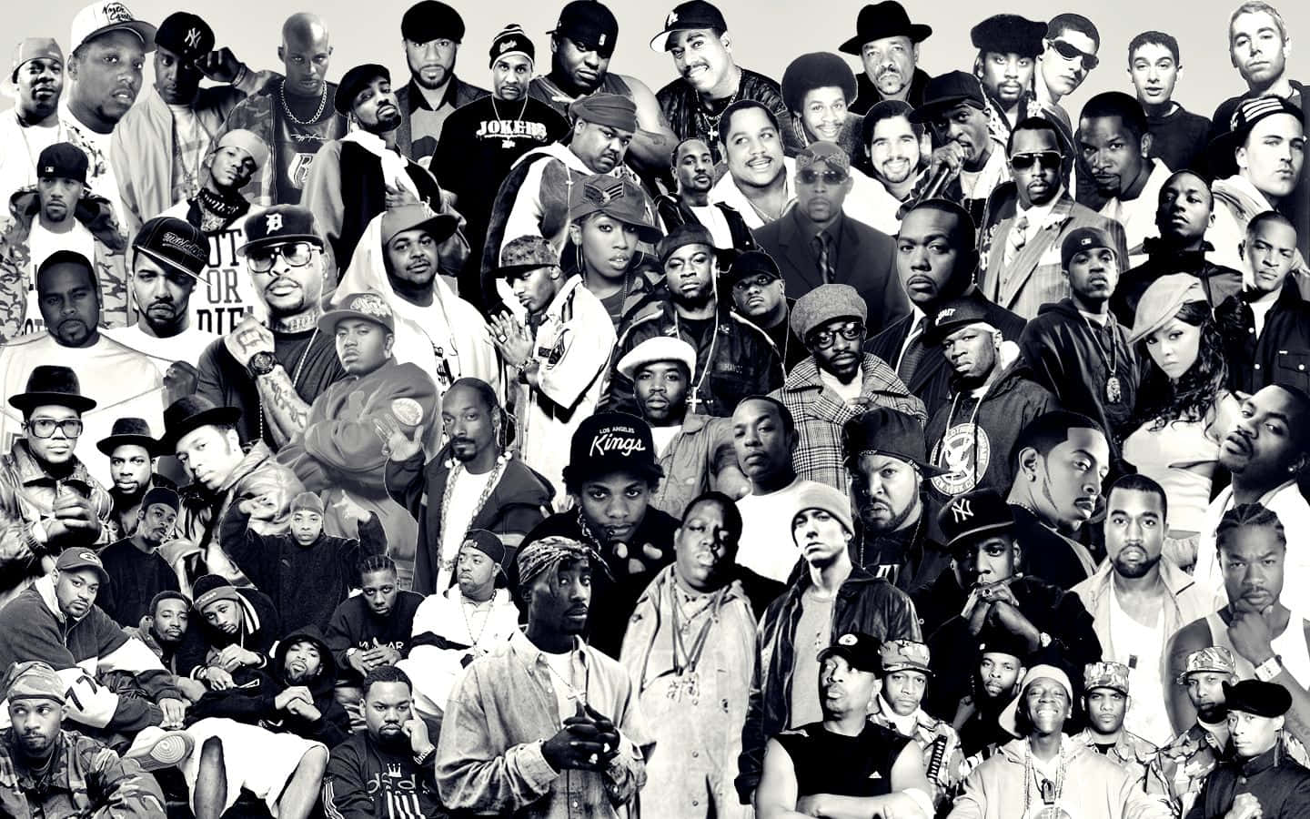 A Rap Collage Of Some Of The Most Influential Musicians Of Hip Hop Wallpaper