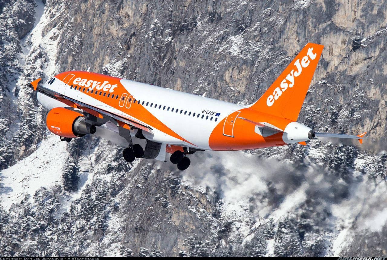 A Scenic Journey With Easyjet Over The Rocky Mountains Wallpaper