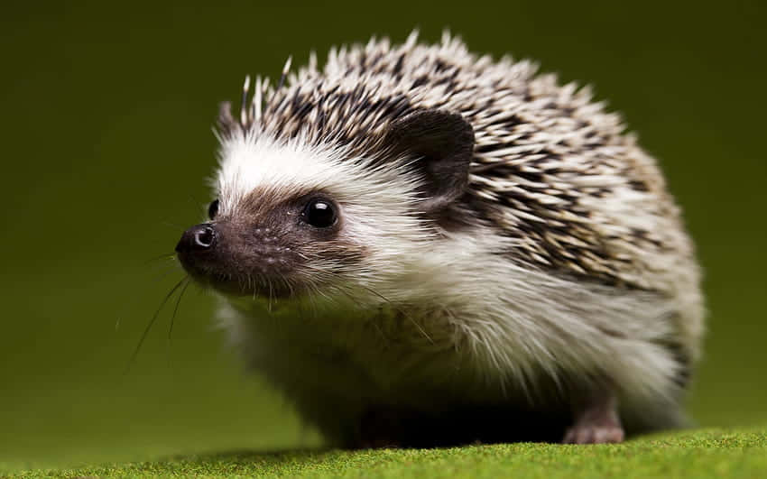 A Small Hedgehog Enjoying The Warm Sunshine In Its Garden Home. Wallpaper