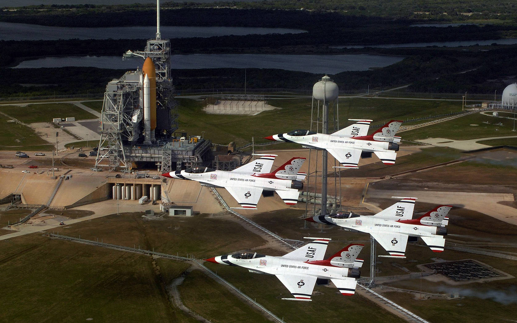 A Spectacular Night View Of Nasa's Johnson Space Center, Houston Wallpaper