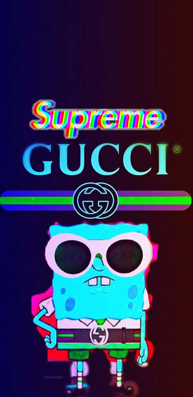 A Spongebob Squarepants Character With Sunglasses And A Gucci Logo Wallpaper