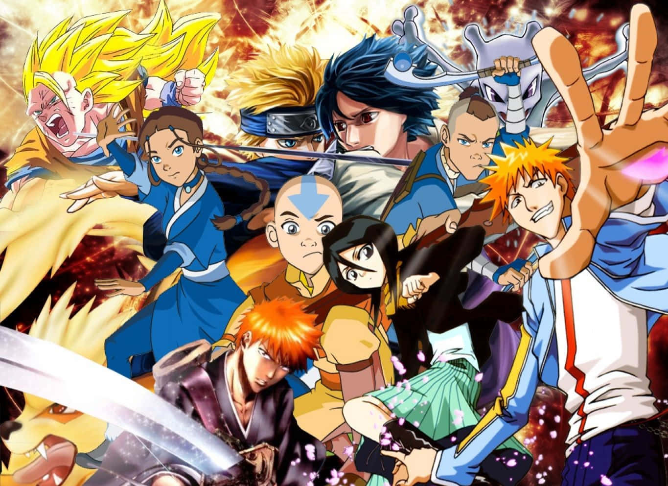 A Stunning Anime Collage Of Popular Characters Wallpaper