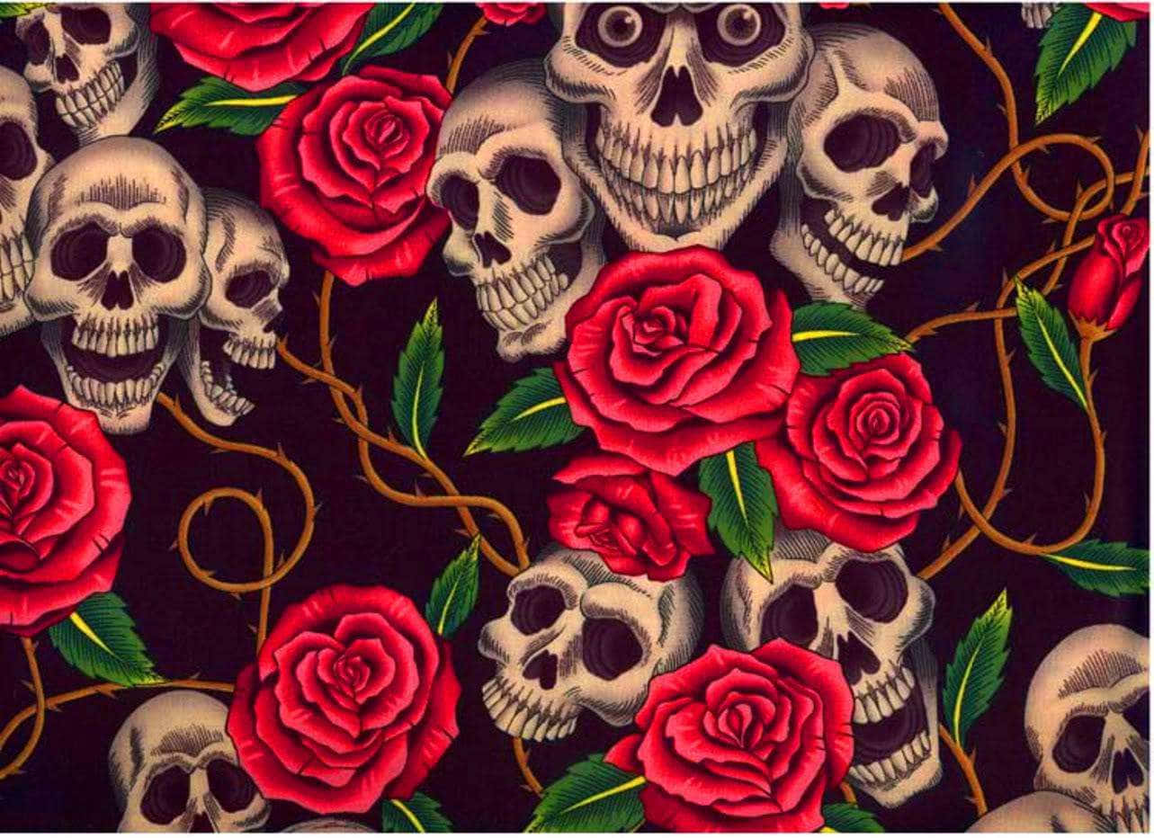 A Symbol Of Love — Skulls And Roses Wallpaper