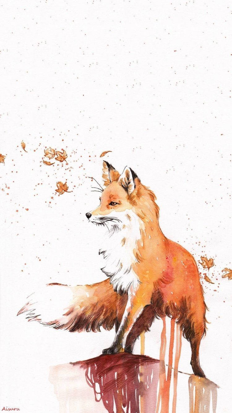 A Vibrant Illustration Of A Fox Surrounded By Florals Wallpaper