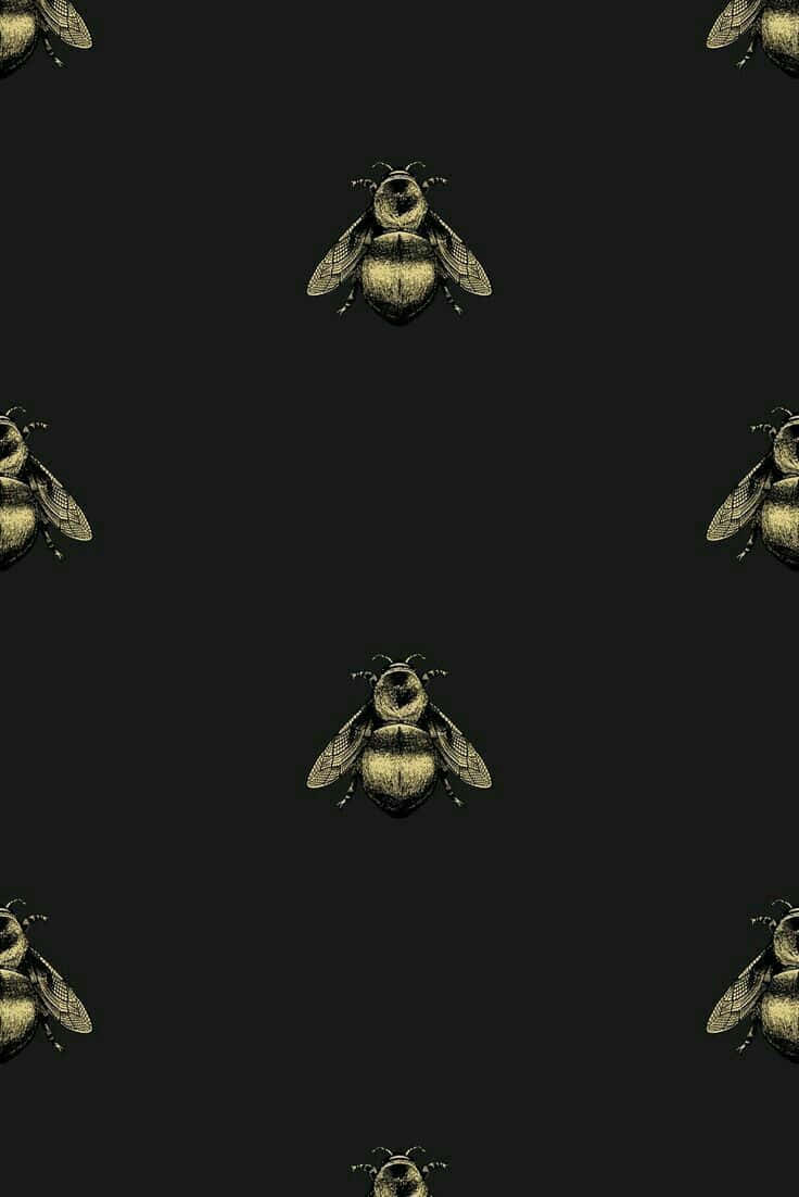 A Vintage Bee Flying Through A Colorful Field Of Daisies Wallpaper