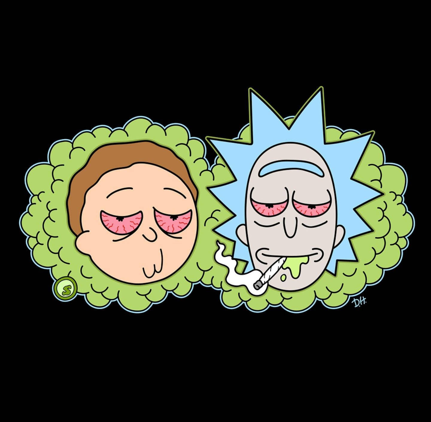 A Whimsical Display Of Rick And Morty Engaging In A Comedic Weed-themed Adventure. Wallpaper