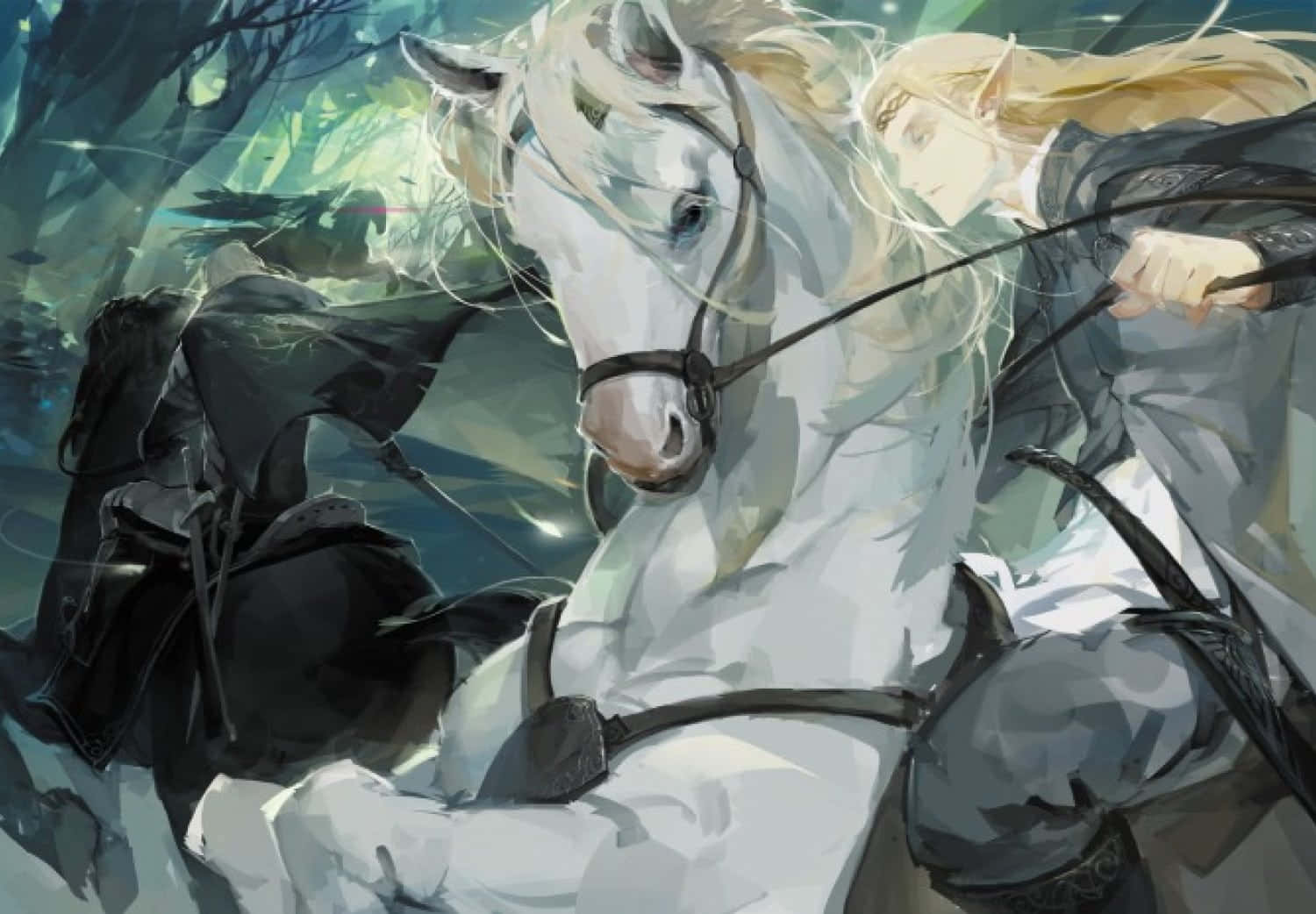 A Woman Riding A Horse In The Forest Wallpaper