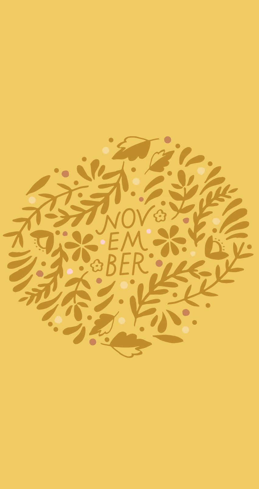 A Yellow Background With A Gold Leaf And A Bird Wallpaper