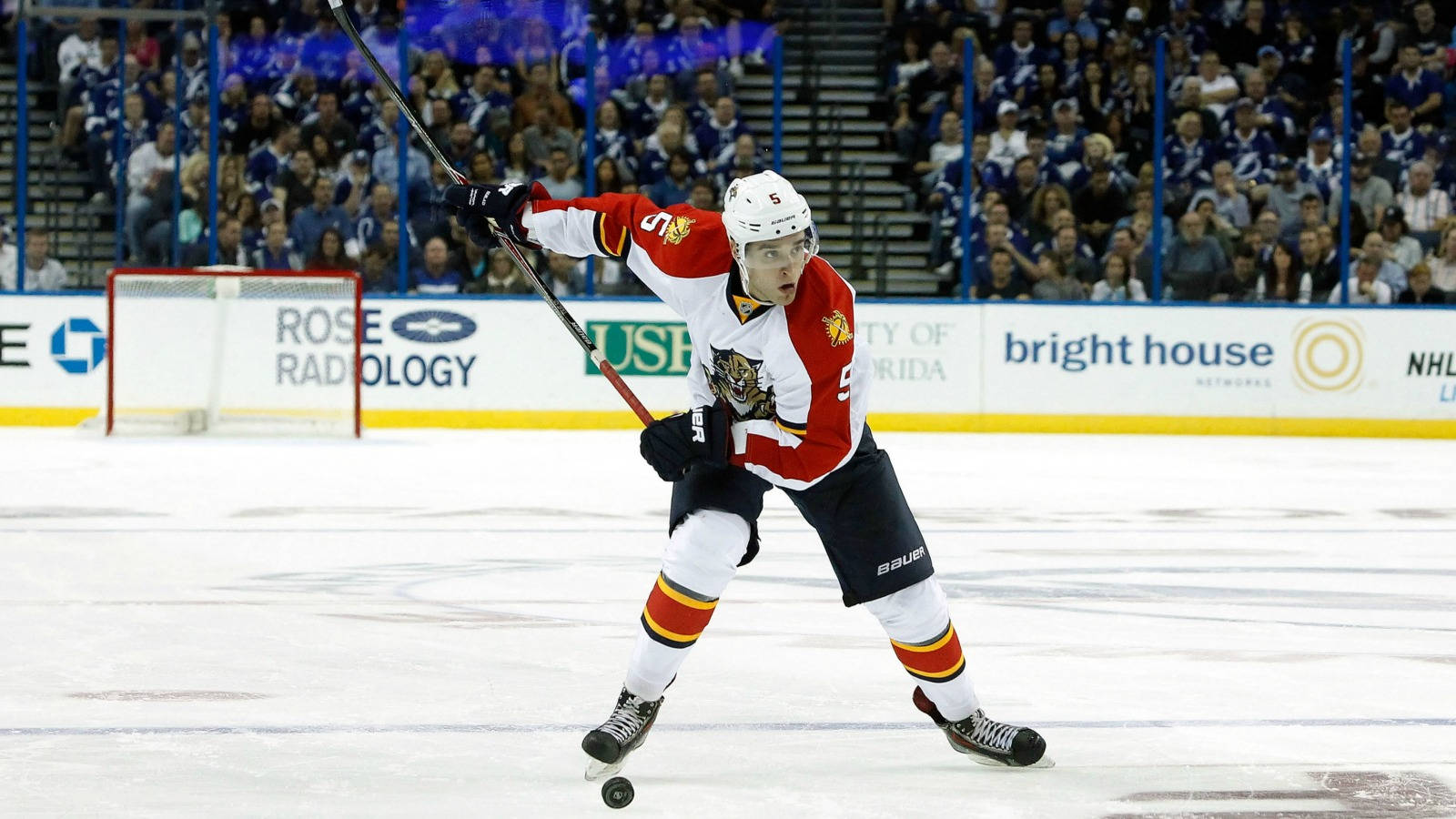 Aaron Ekblad, Canadian Professional Hockey Player, In Action At Amalie Arena Wallpaper