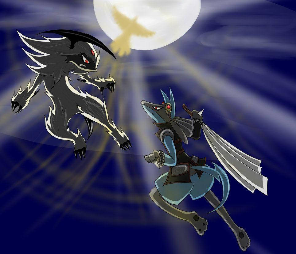 Absol Fighting Lucario Wallpaper