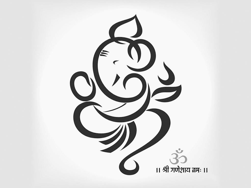 Abstract Ganesh Black And White Wallpaper