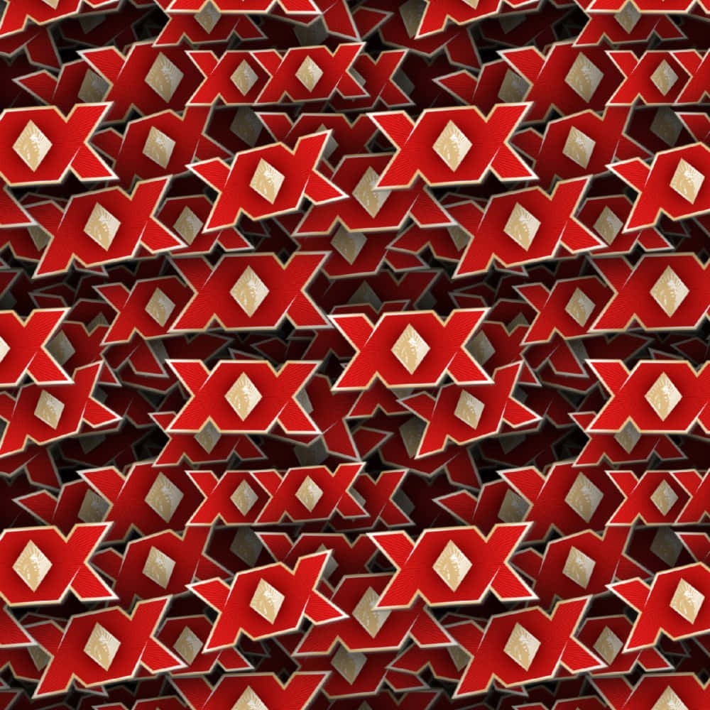 Abstract Red Double X Pattern Wallpaper