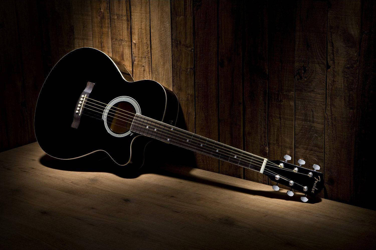 Acoustic Guitar Dark Surroundings Wallpaper