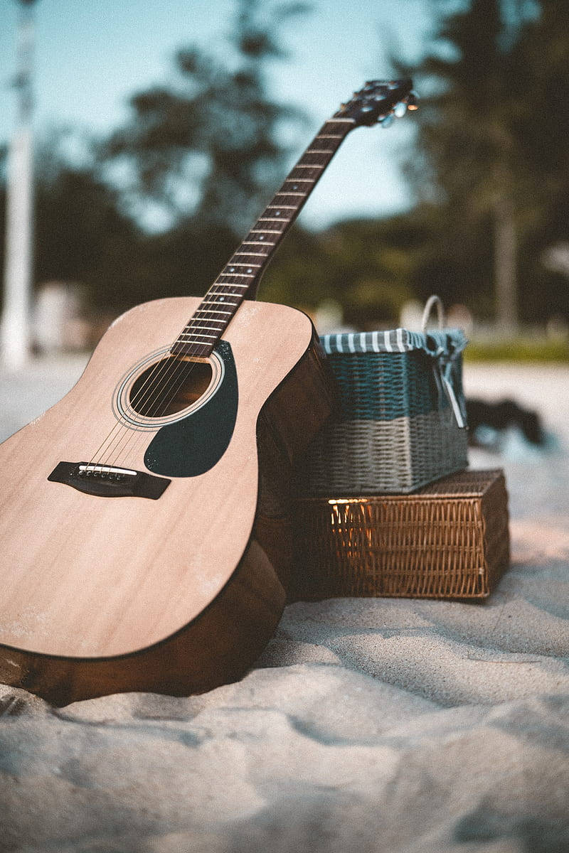 Acoustic Guitar White Sands Wallpaper