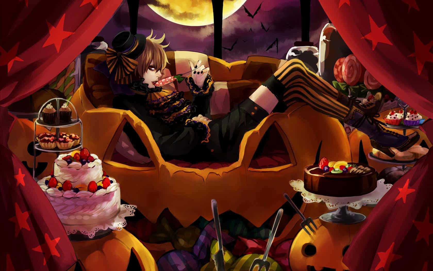 Adorable Halloween Anime Girl Wallpaper