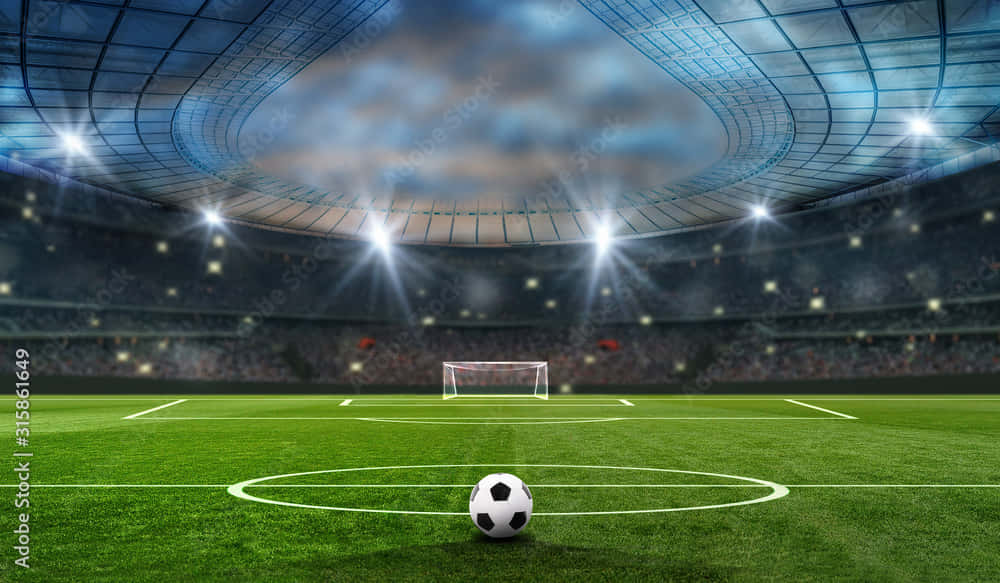 Aerial View Of A Vibrant Soccer Stadium Wallpaper