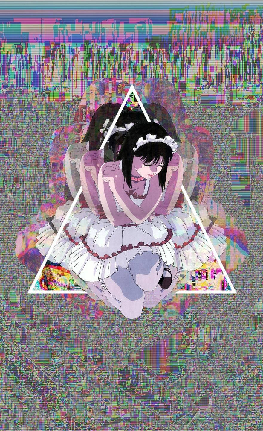 Aesthetic Anime Perfect Blue Mima Glitch Phone Wallpaper