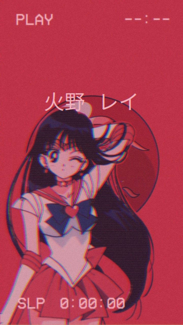 Aesthetic Anime Sailor Mars Vhs Phone Wallpaper