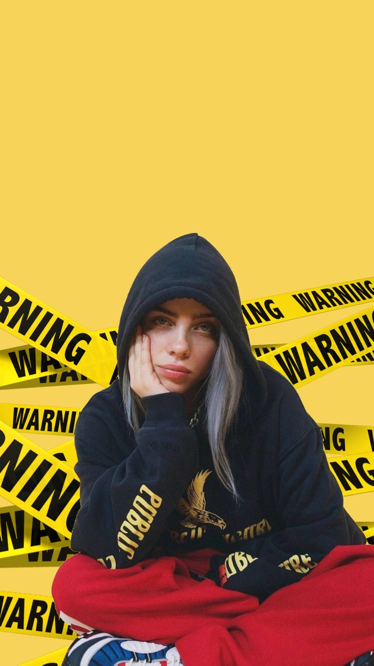 Aesthetic Billie Eilish Yellow Aesthetic Barricade Tape Wallpaper