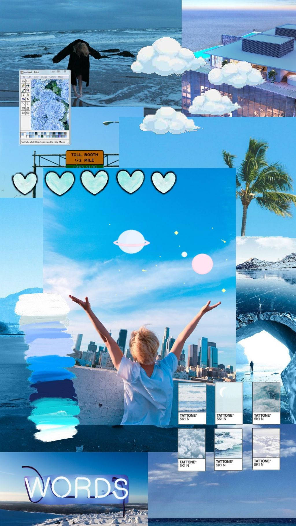 Aesthetic Bts Jimin Blue Collage Wallpaper