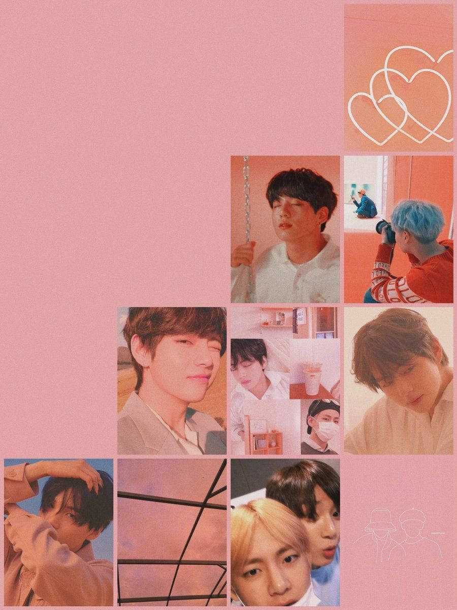 Aesthetic Bts Taekook Pink Wallpaper