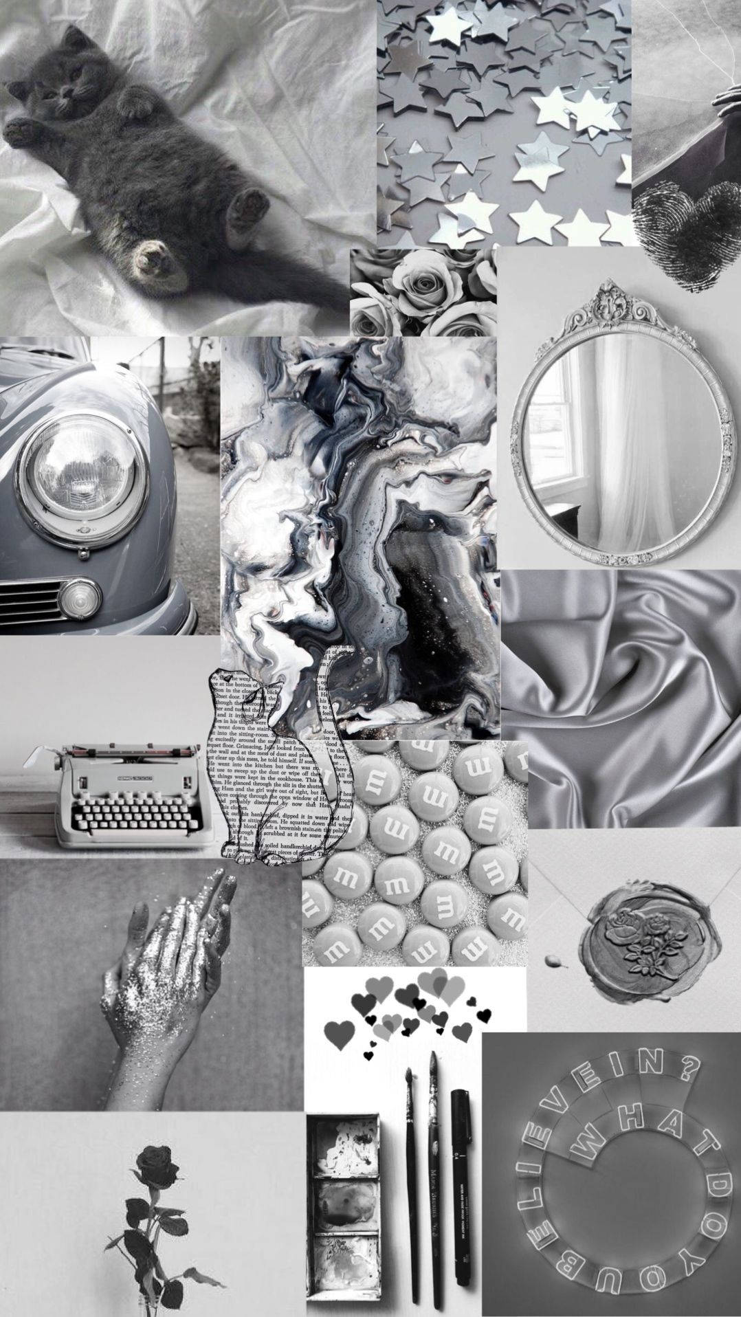 Aesthetic Collage Dark Grey Iphone Wallpaper