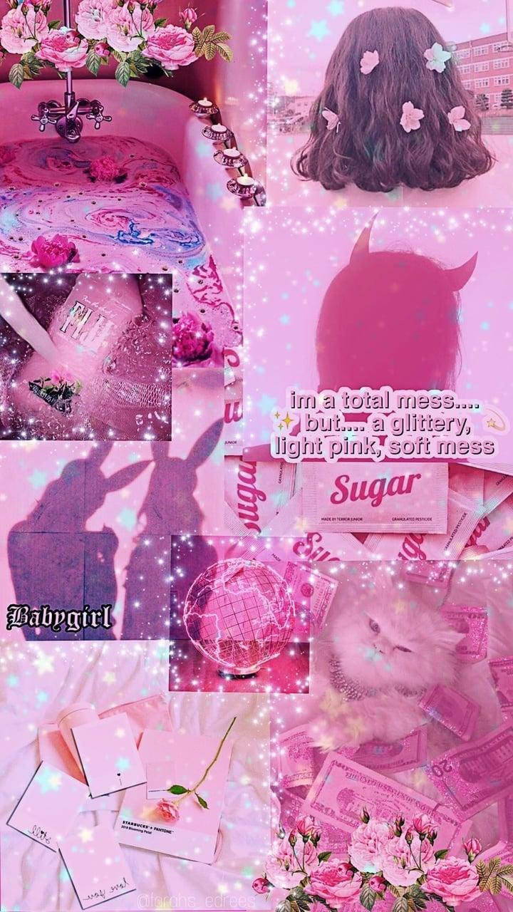 Aesthetic Girly Sparkles Mood Board Wallpaper