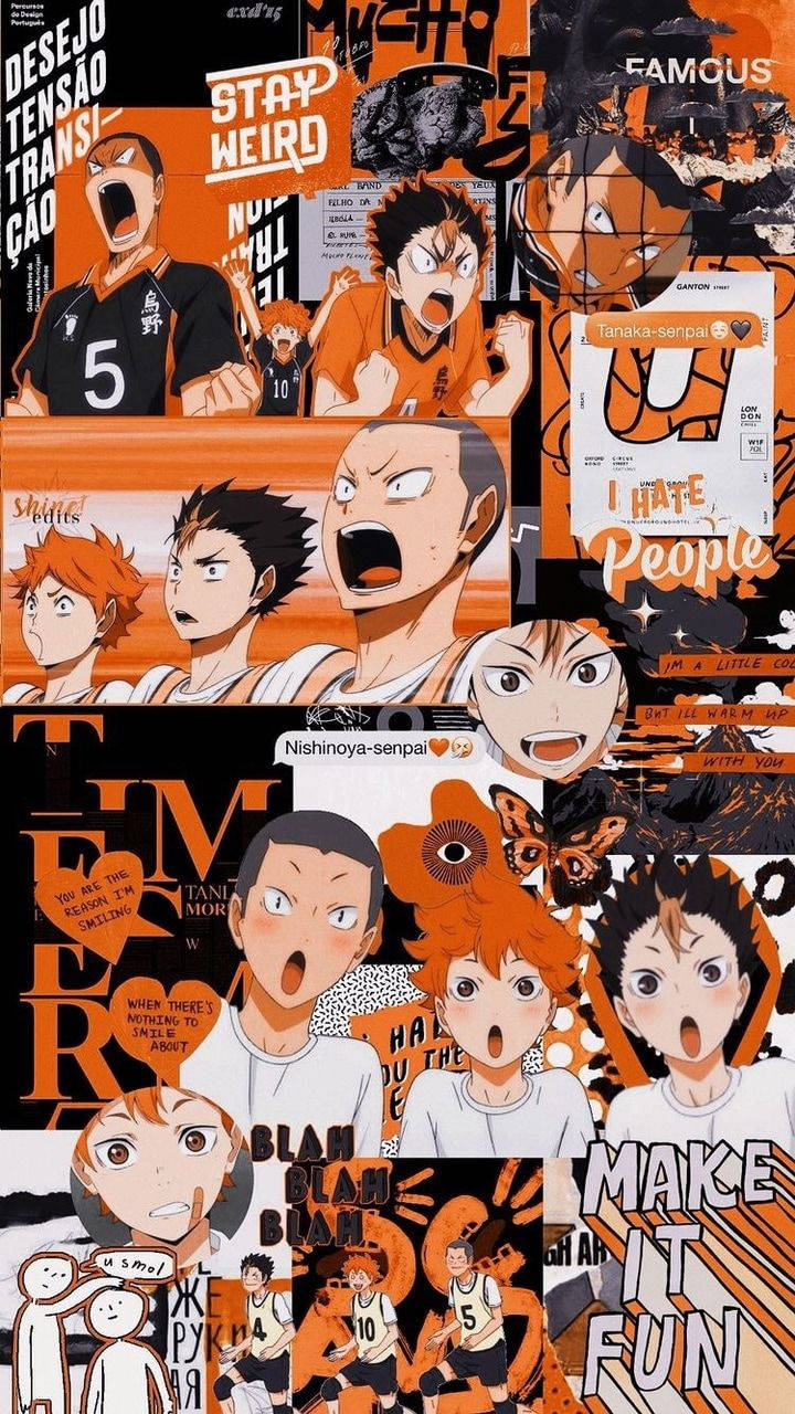 Aesthetic Hinata, Nishinoya, And Tanaka Phone Wallpaper