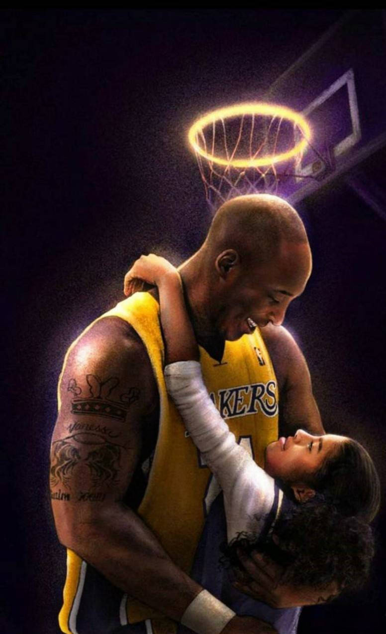 Aesthetic Kobe Bryant With Her Daughter Artwork Wallpaper