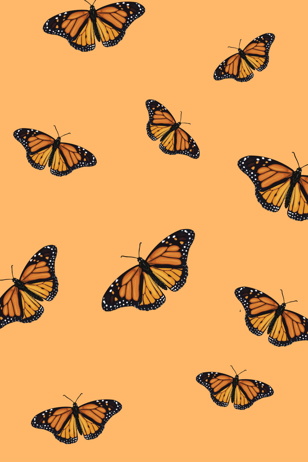 Aesthetic Orange Butterfly Matching With Orange Wallpaper