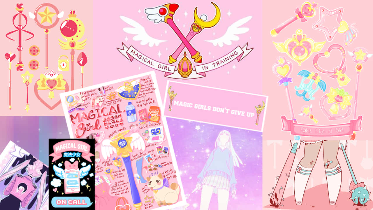 Aesthetic Pink Retro Laptop Wallpaper