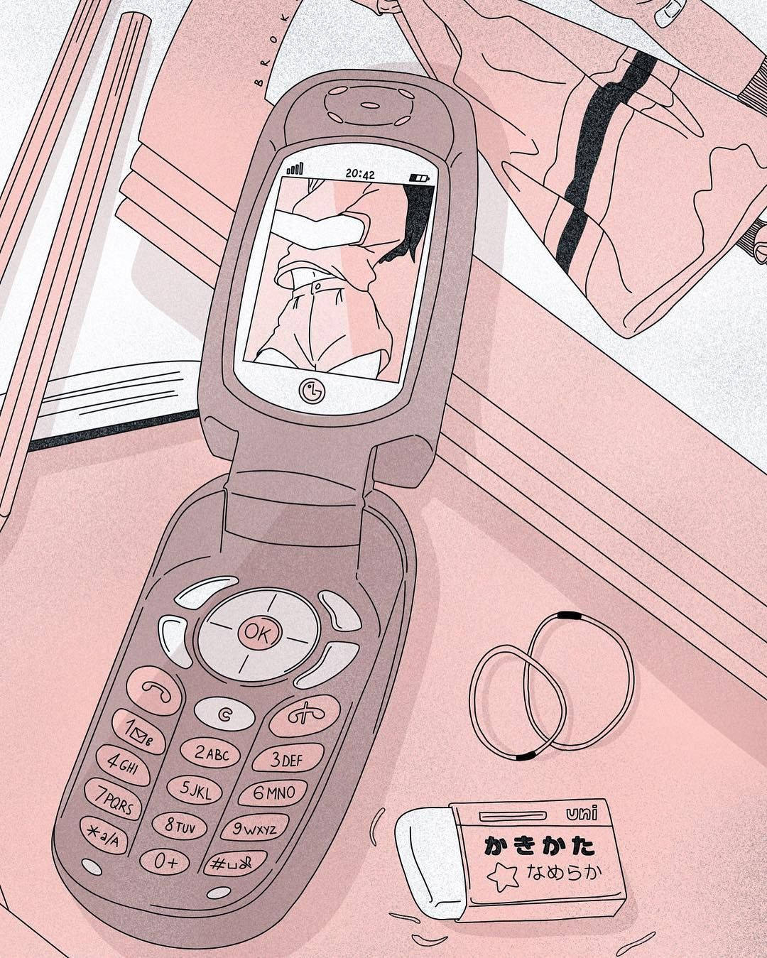 Aesthetic Retro Flip Phone Wallpaper