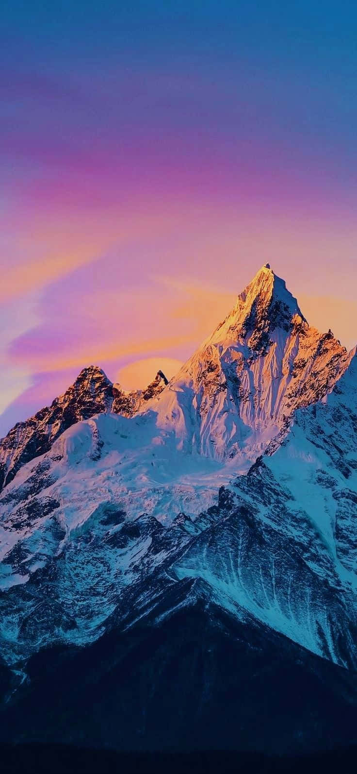 Aesthetic Snow Mountains Sunset Portrait Wallpaper