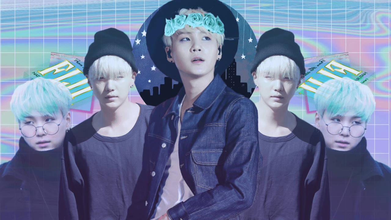 Aesthetic Suga Bts Mint Green Wallpaper