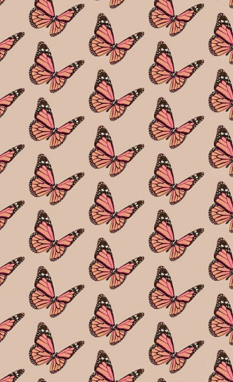 Aesthetic Vintage Ipad Pink Butterflies Wallpaper