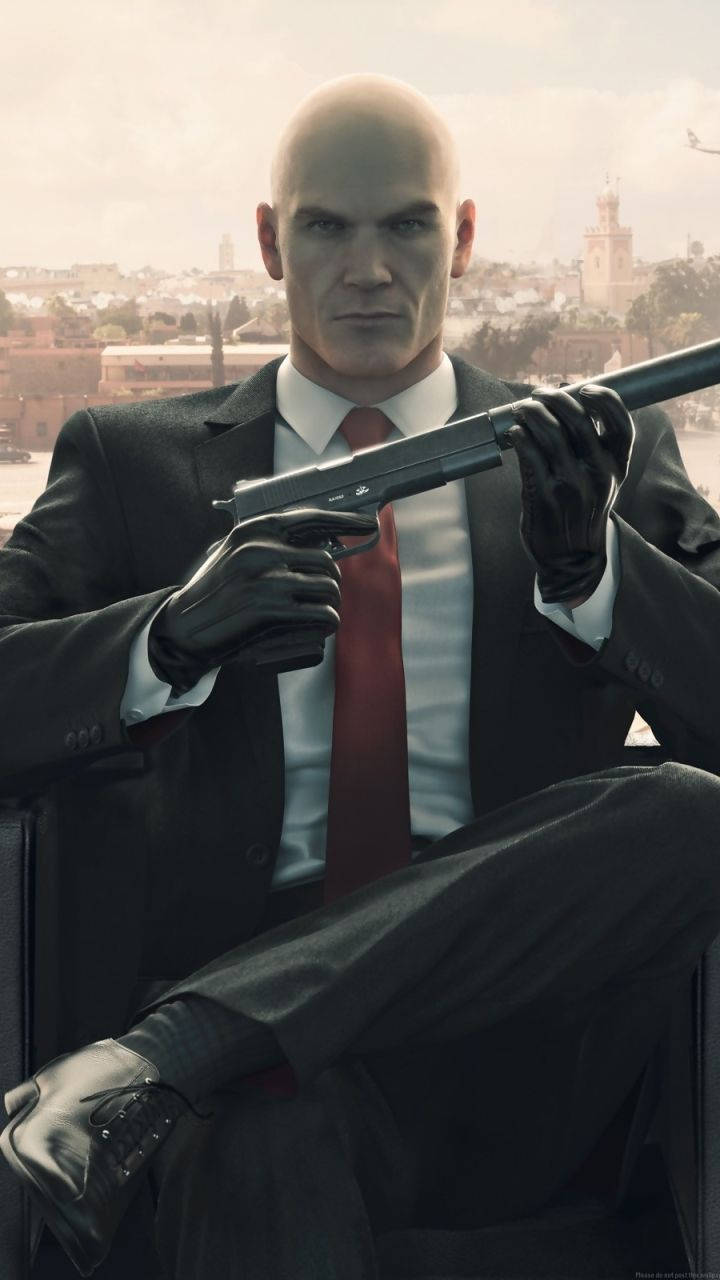 Agent 47 Long Gun Hitman Iphone Wallpaper