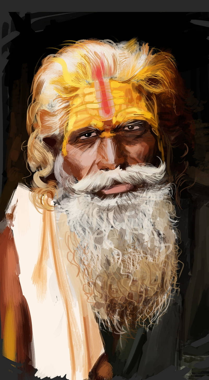 Aghori Oil Painted Art Wallpaper