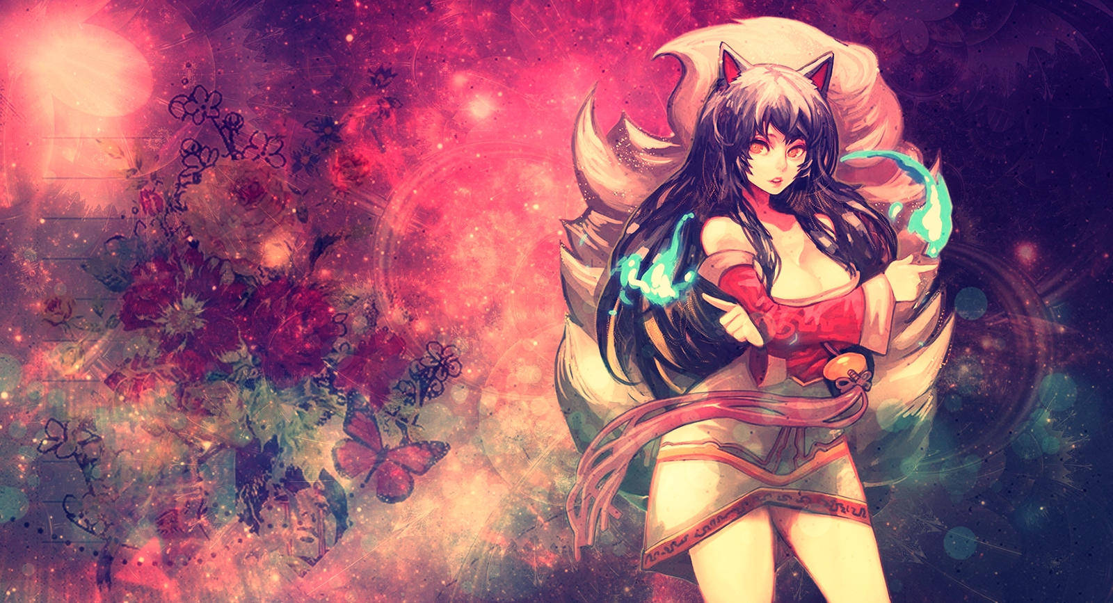 Ahri And Butterflies Wallpaper