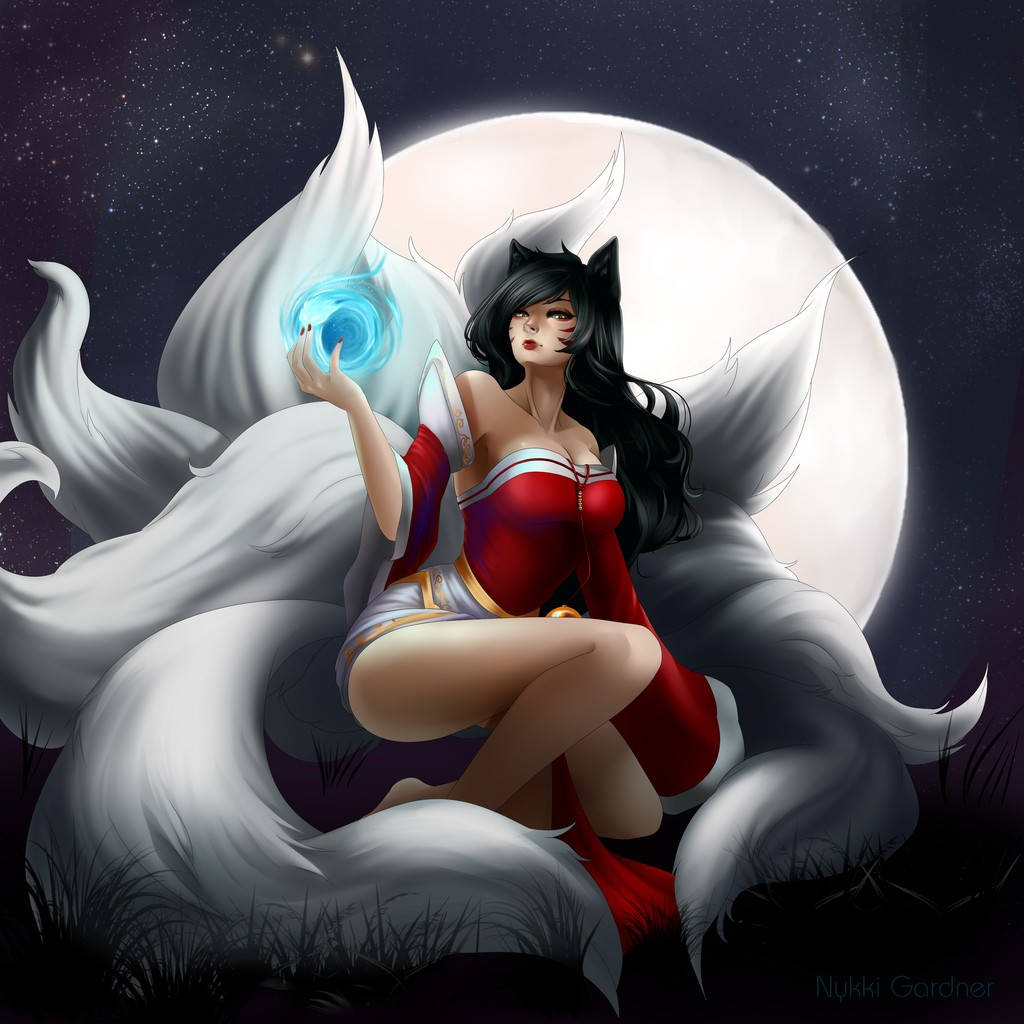 Ahri Full Moon Wallpaper