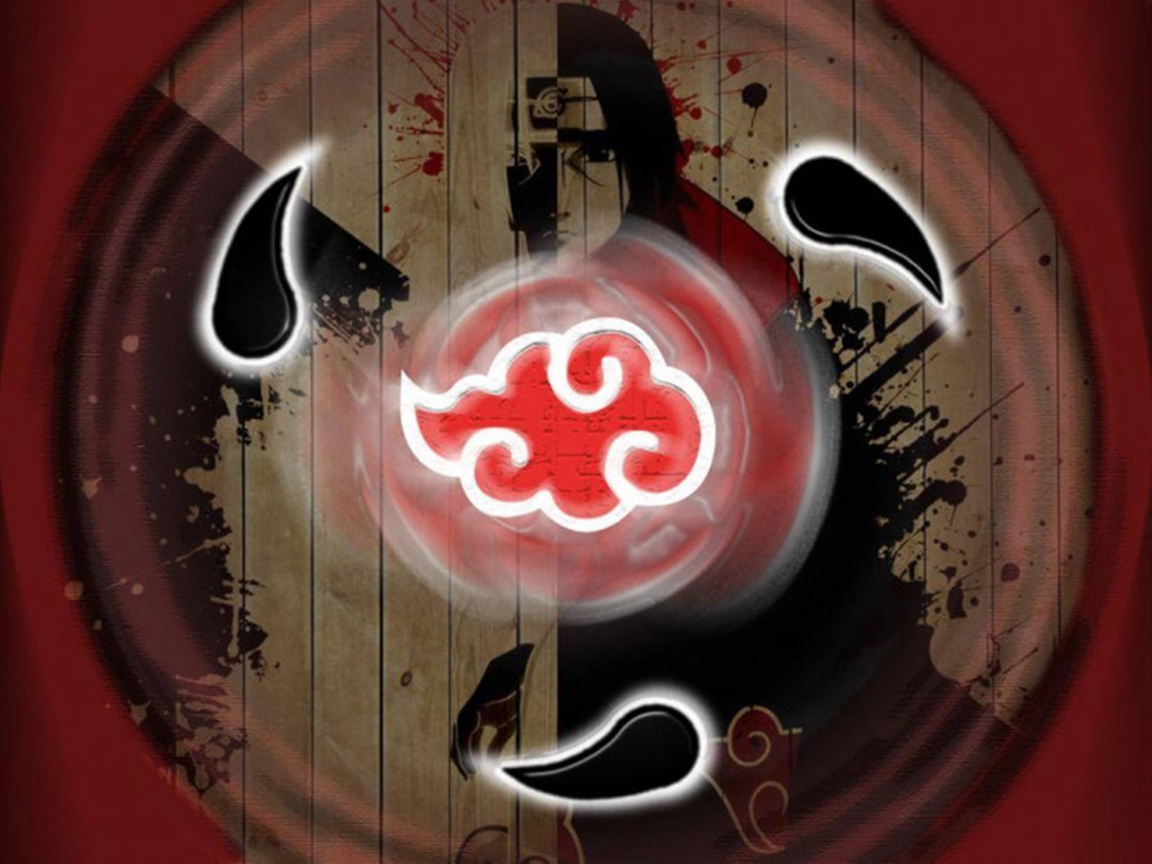 Akatsuki Logo And Sharingan Pattern Wallpaper