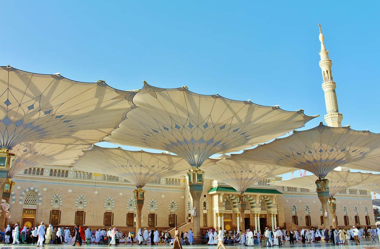 Al Masjid_an Nabawi_ Umbrellas Wallpaper