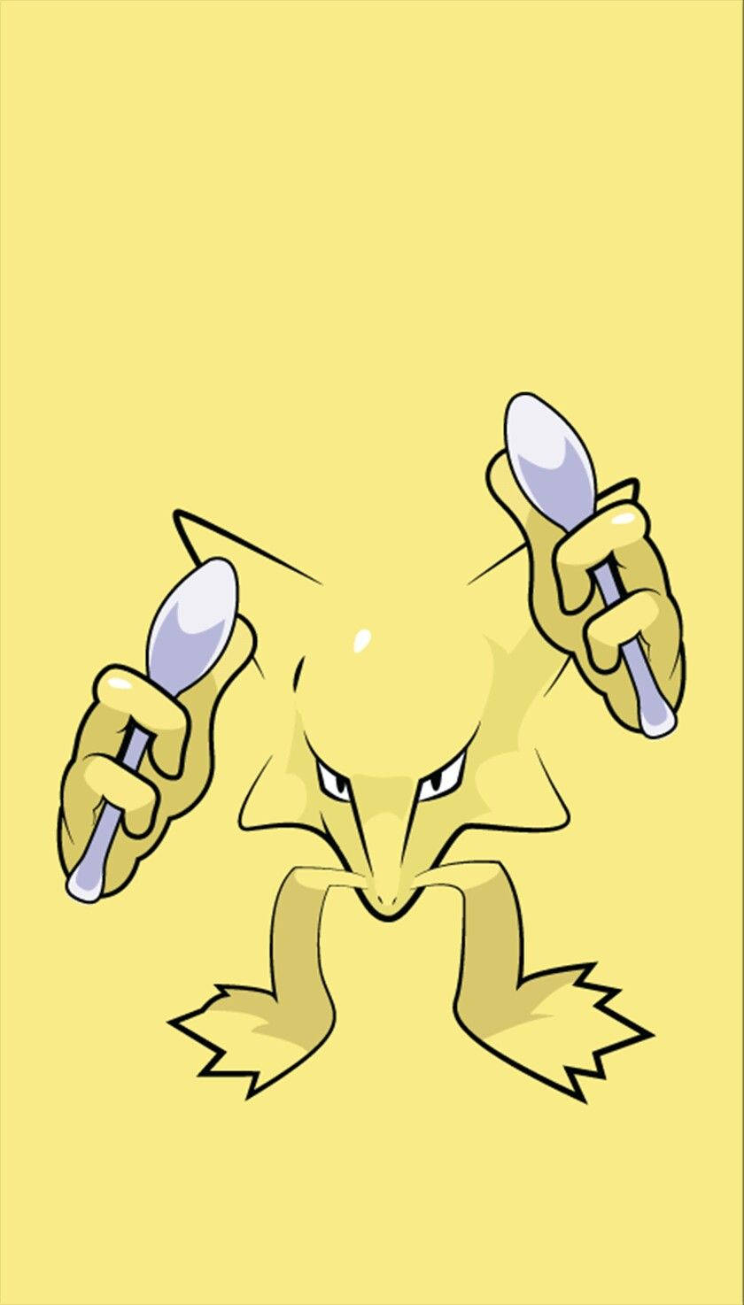 Alakazam Yellow Background Head Wallpaper