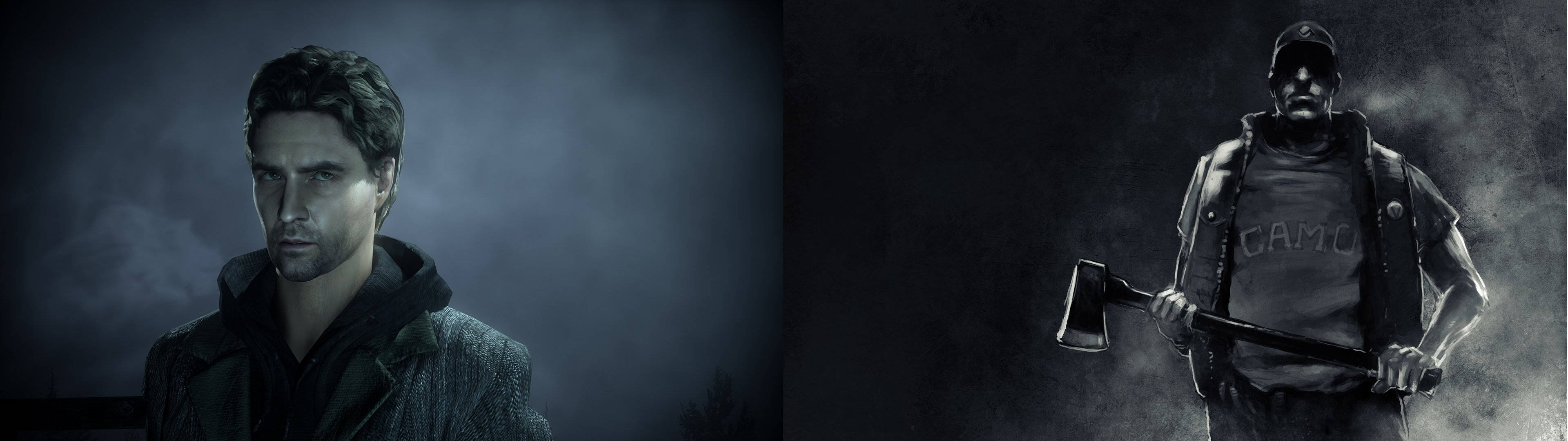 Alan Wake Gaming Dual Screen Wallpaper