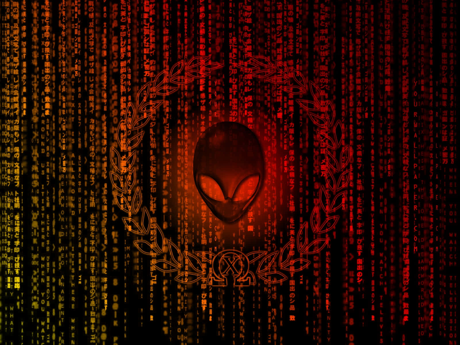 Alienware Logo Matrix Background Wallpaper