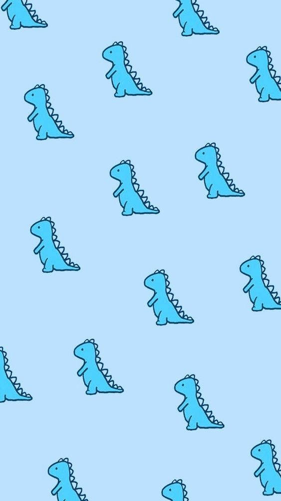 All Blue Dino Kawaii Iphone Wallpaper